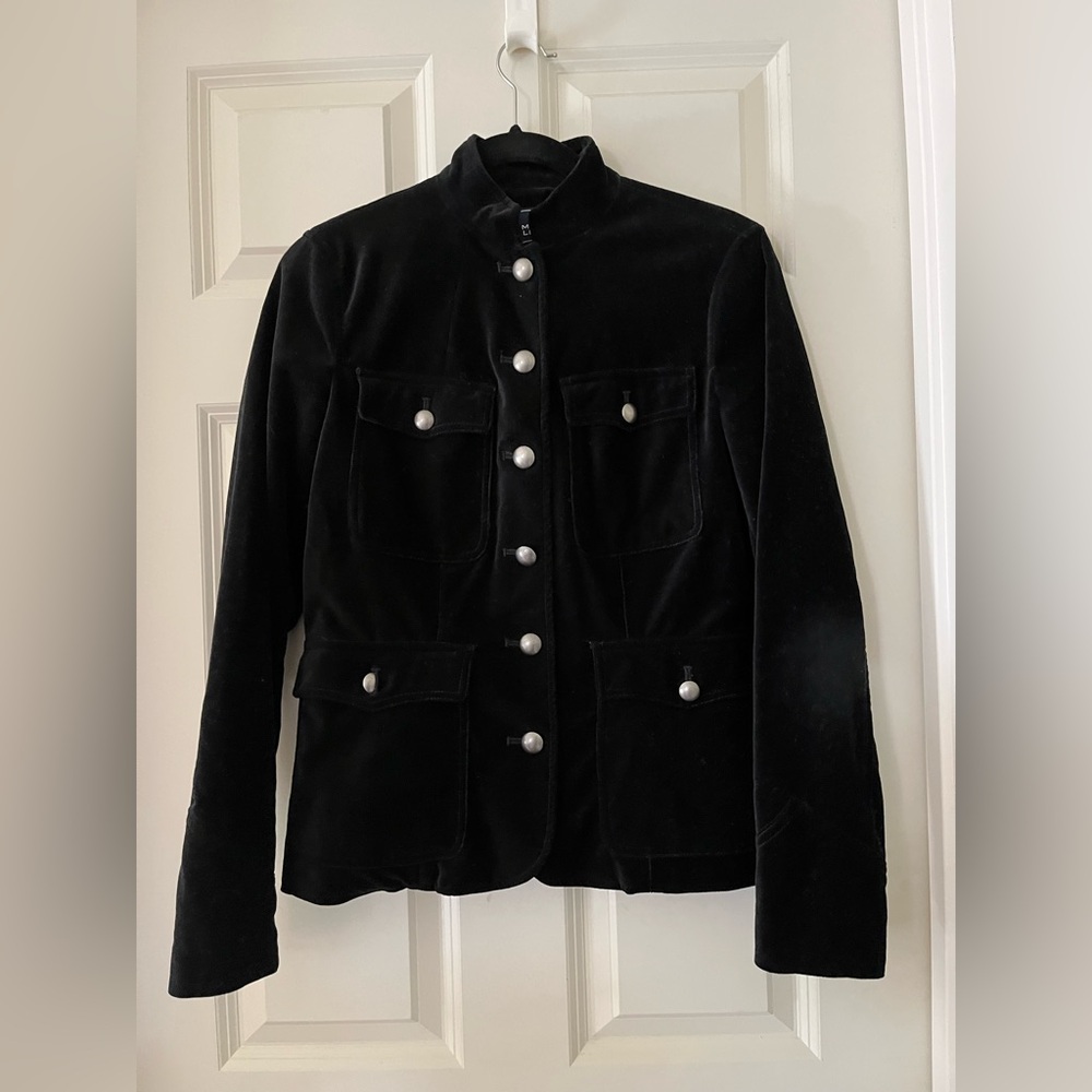 Women’s American Living Jacket Military Inspired Buttons Black Velvet M